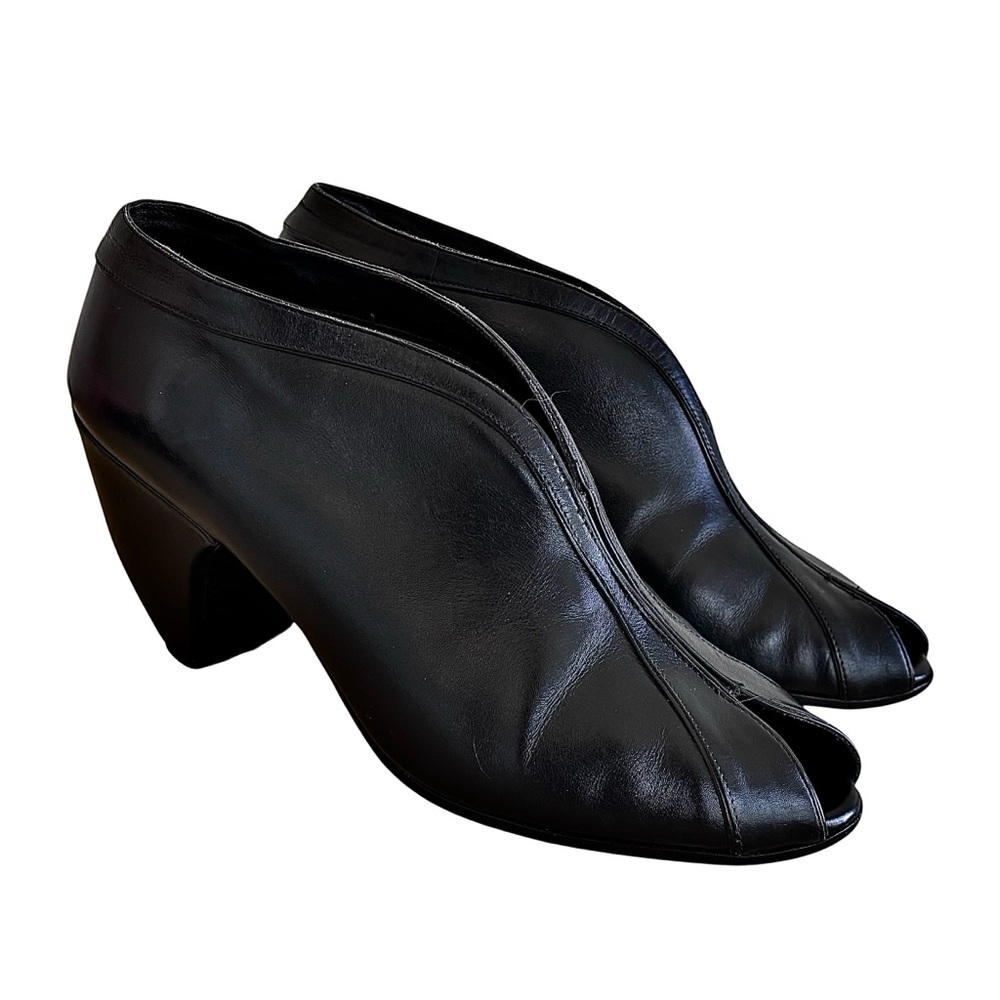MARC JACOBS Black Leather Peep Toe Booties - Picture 4 of 14